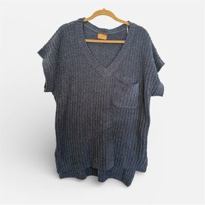 POL Gray Chunky Chenille Knit  Top